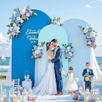 Set of 3 Arch Backdrop Covers(7.2ft, 6.6ft, 6ft) - Premium Stretchy Spandex Backdrop Arch Stand Cover for Baby Shower,Wedding,Party Decor Chiara Cover with Double-Sided Design(Blue) - Image 3