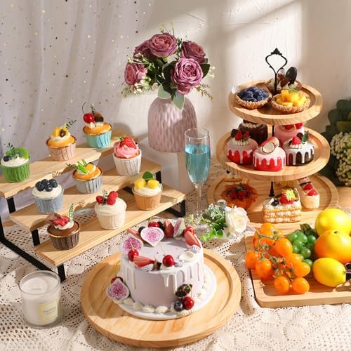 Teenyyou 5 Pcs Wood Dessert Table Display Set Cupcake Stand, Light Color - Image 5