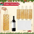 Harloon 32 Pack Wine Bottle Gift Bags with Handles 4 Designs,Kraft Color - Image 2