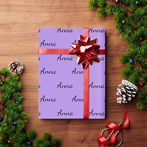 MyPupSocks Personalized Gift Wrap Paper with Name, Name Purple Custom Logo Text Birthday Gift Wrapping Paper Roll for Boys Girls Kids Baby Shower Birthday Anniversary 58x23 5 Rolls - Image 4