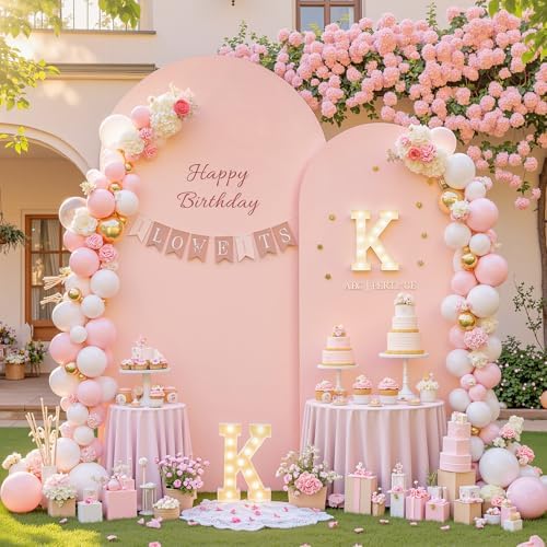 Dusty Pink Arch Backdrop Cover Set of 2 Wedding Arch Covers Stretchy Backdrop Decorations Baby Shower Bridal Shower Photo Birthday Party Pale Pink Arch Stand Cover 7.2 and 6ft Spandex by LittleFunny
