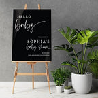 Andaz Press 16"x20" Black Acrylic Personalized Baby Shower Welcome Sign, Gender Neutral Large Custom Sign for Easel Stand, Modern Hello Baby Shower Decorations - Image 2