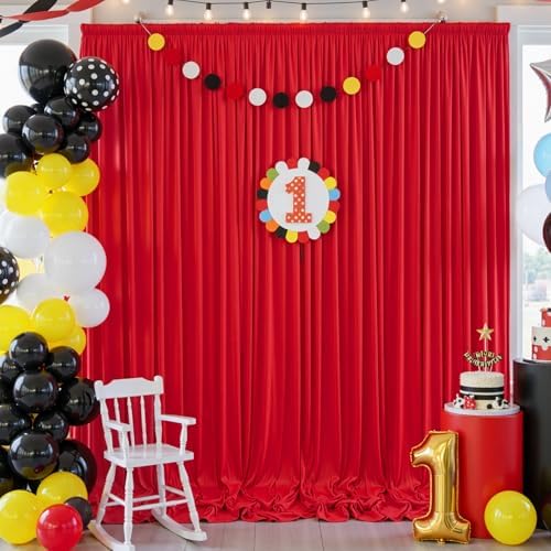 10×12ft Wrinkle Free Red Backdrop Curtain for Wedding Parties,2 Panels 5×12ft Long Soft Silky Polyester Backdrop Drapes Red Photo Back Drop Curtains for Photography Stage Christmas Background Cloth - Image 6