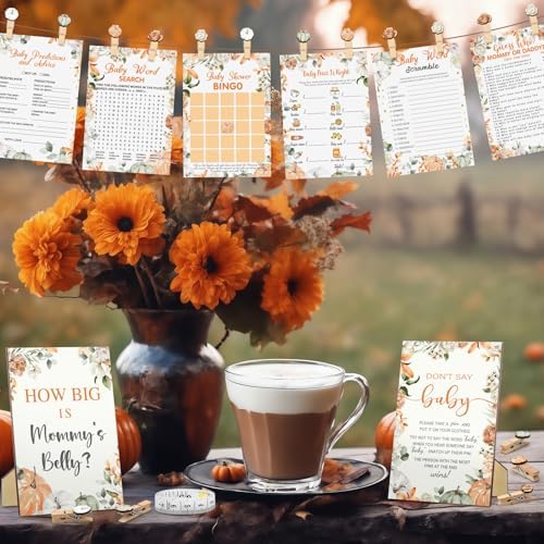 Funnymoom 426 Pcs Pumpkin Baby Shower Games Set, 8 Games Include Bingo - Image 5