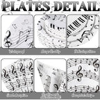 Potchen 452 Pcs Music Notes Plates Napkins Party Supply, White Black - Image 2