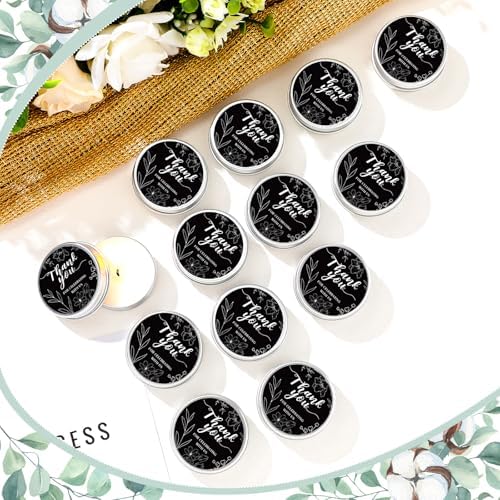 MTLEE 50 Pcs Black Floral Thank You Candles Baby Shower Wedding Favors - Image 2