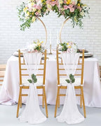 QueenDream White Chair Sashes Wedding: 16 Pieces Long Sheer Wedding Aisle Chair Decorations Tulle Chairs Covers with Artificial Eucalyptus - Image 2