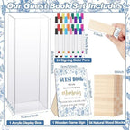 80 Wedding Guest Book Alternative tumbling tower Wooden Block, Chinoiserie - Image 4