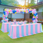 Besutolife Blue Pink Tulle Tablecloth for Rectangle Tables 6ft 3 Sides for Wedding Birthday Party Baby Shower Cake Dessert Buffet Banquet Table Decorations 2Pack by Besutolife