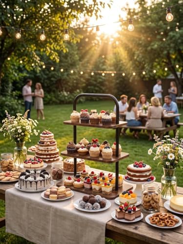 Large Wooden Cupcake Stand, 3 Tier Cupcake Tower Stand for 50 Cupcakes, Dessert Stand Display for Party, Wedding, Birthday, Halloween, Farmhouse Decor (Rustic-2Pack) - Image 3