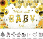 Fabric 10x6ft Bee Baby Shower Backdrop Honey Bee Themed Baby Shower Party Decoration Photography Background Sunflower Honeycomb What Will Baby Bee Gender Reveal Party Banner Decor - Image 5