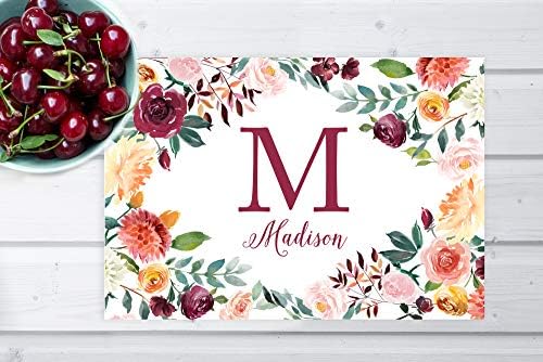 Andaz Press Custom Personalized Disposable Paper Placemats, 12 x 18 Inch, Set of 25, Custom Monogram Fall Burgundy Floral, Tableware, Dining, Table Setting for Wedding, Bridal Shower, Baby Shower - Image 2