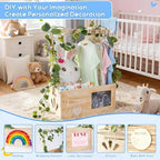 Wooden Baby Shower Crate Closet, Personalized Baby Shower Basket with Wreath & Hanger, Love at First Sight Sonogram Picture Frame, Easy Assembly Baby Clothes Storage Box for Pregnancy Gift - Image 2