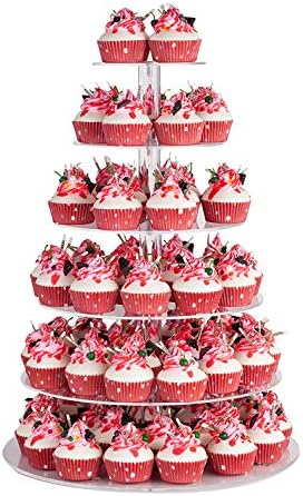 YestBuy Large Cupcake Stand,6 Tier Cupcake Tower, Round Cupcake Holder for 80 cupcakes, Clear Acrylic Cupcake Display Stand for Parties Events Gatherings and Dessert Table by YestBuy