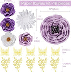 Purple Roses Paper Flowers Decorations for Wall, Giant Floral Wall Decor for Baby Shower, Classroom, Nursery, Birthday, Fairy Garden Party Backdrop Decorations - Image 6
