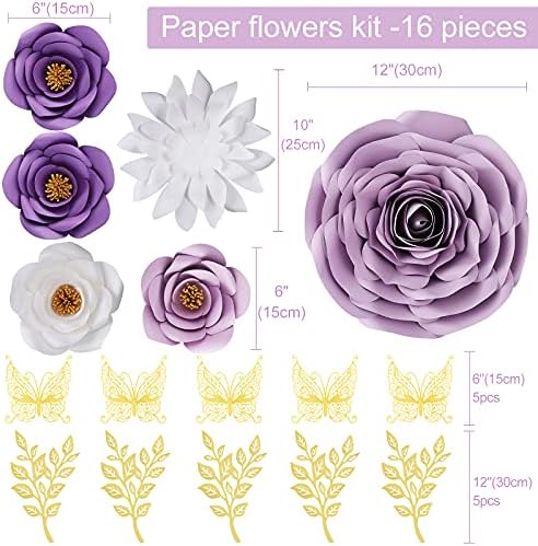 Purple Roses Paper Flowers Decorations for Wall, Giant Floral Wall Decor for Baby Shower, Classroom, Nursery, Birthday, Fairy Garden Party Backdrop Decorations - Image 6