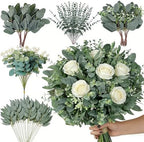 HUAHUA Mixed Artificial Eucalyptus Leaves Stems Bulk,Fake Greenery Plants Faux Silver Dollar Eucalyptus Leaves for DIY Bouquets Centerpiece Floral Arrangement Home Wedding Decor (140, Green) by Unknown