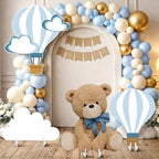 4 Pcs Large 23.62" Teddy Bear Baby Shower Decorations Teddy Bear White Cloud Hot Air Balloon Cardboard Cutouts, Cloud Party Yard Signs for We Can Bearly Wait Birthday Party Supplies by Unknown