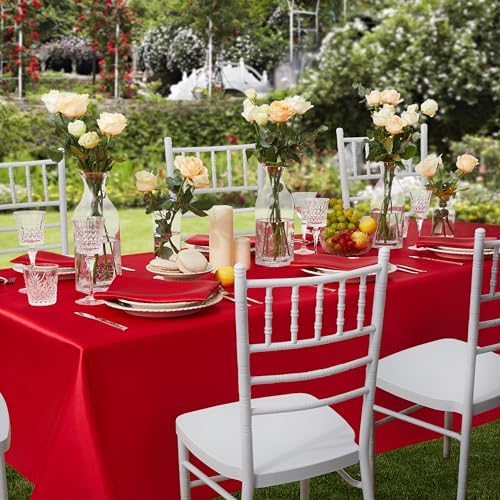 6 Pack Satin Table Cover Rectangle, Red, 60 x 120 Inches - Image 4