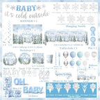 Winter Baby Shower Decorations, Blue Baby It's Cold Outside Decor with Plates Napkins Tablecloth Balloon Cake Topper, Winter Wonderland Baby Shower Party Supplies for Boy - Image 6