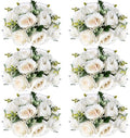 6 PCS White Roses Flower Balls for Centerpieces by SEKNHOP