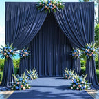 20ft x 10ft Wrinkle Free Navy Blue Wedding Backdrop Curtains for Party Bridal Shower Reception Decorations Navy Blue Fabric Curtain Backdrops Drapes for Photography Baby Shower Birthday Background - Image 3