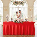 2Pack Red Spandex Tablecloth for 6FT Rectangle Tables,Table Skirt - Image 7
