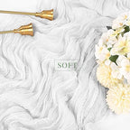 12 Pcs White Cheesecloth Table Runner 10FT Runner for Tables Gauze Fabric Boho Cheese Cloth Table Runner Decoration Rustic Semi Sheer Runner for Wedding Birthday Holiday Bridal Shower Party (White) - Image 4
