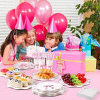 Ziliny 350 Pcs Bow Pink Party Supplies Tableware Set Disposable 9'' 7'' Paper Plates 9 oz Cups Cutlery Napkins Dinnerware Set for 1st Birthday, Serve 50 (Bow, Pink) - Image 6