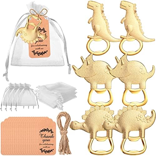 30 Pcs Dinosaur Bottle Openers Baby Shower Return Favors for Guests Bottle Opener Decorations and Souvenirs with Organza Bags Thank You Tags for Dinosaur Party Favors by CHENGU