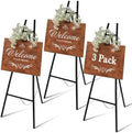 Yuntau 3 Pieces Black Metal Easel Stand for Sign, 50 Inch Display Stand Adjustable 3 Tier Easel for Wedding Sign, Posters, Paintings, Exhibition by Yuntau
