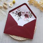 50PCS A7 Burgundy Envelopes, 5.3×7.6" Floral Liner Envelopes - Image 3