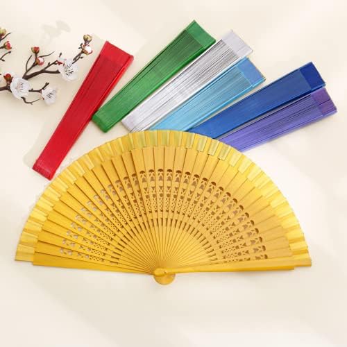 Personalized Sandalwood Fan Wedding Favors&Birthday Gifts&Christmas Gift Custom Wooden Fans Party Favor Bridal Shower Gifts (Yellow,20 pcs) - Image 6