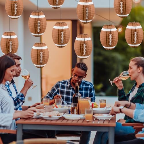 20 PCS 12 Inch Football Paper Lantern Ceiling Football Party Lantern Sport Paper Hanging Lanterns for Sport Themed Birthday Baby Shower Classroom Game Party Centerpieces Superbowl Season 2026 - Image 5