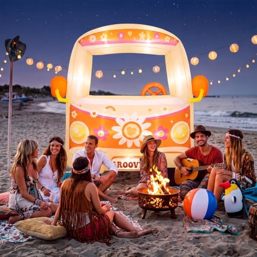 Soulchen 6FT Inflatable Hippie Bus Photo Booth Groovy 60s 70s Decoration - Image 7