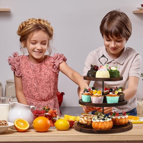 Teenyyou 5 Pcs Wood Dessert Table Display Set Cupcake Stand, Dark Color - Image 6