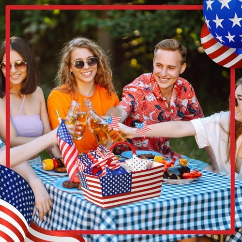 Funnymoom 24 Pcs 4th of July Gift Basket Empty, Patriotic American Flag - Image 2
