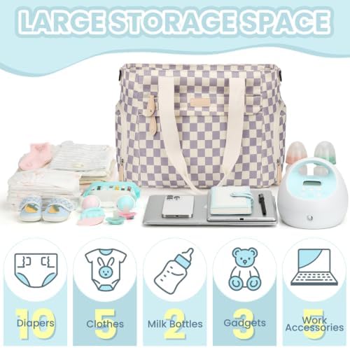 Pritent Baby Diaper Bag Tote,Waterproof Maternity Breast Pump Bags for Mom - Image 4