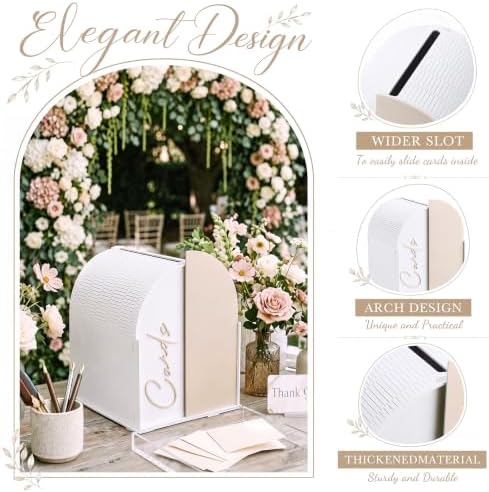 Wenqik Arched Acrylic Wedding Card Box with Beige Writable Standee - Image 4