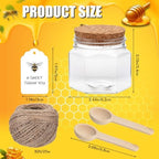 Baderke 30 Pack 3.4 oz Mini Hexagon Honey Jars with Spoon Cork Cap Tag - Image 2