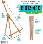 U.S. Art Supply 31" High Wood Studio Tabletop Easel, Adjustable, 4-Pack - Image 2