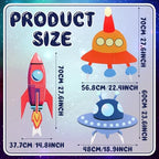 Leinuosen 3 Pcs Large Woodland Animal Cutouts Baby Shower Party, Spacecraft - Image 2