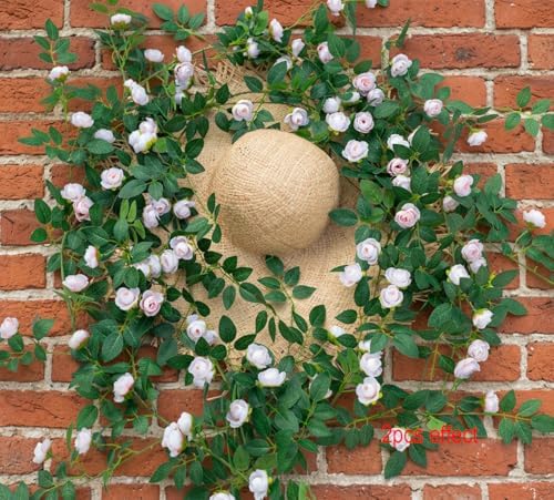 2PCS x 6FT Rose Garland Artificial Flower Vine for Home Decor, Champagne - Image 3