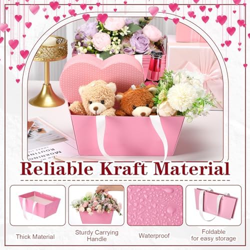 Glenmal 72 Pcs Baskets for Gifts Waterproof Empty Kraft Basket Bulk,Pink - Image 3