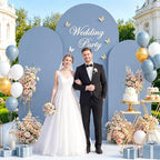 Dusty Blue Wedding Arch Cover Set of 3 Spandex Fitted Arch Stand Covers 5ft 6ft 7ft Balloon Arched Cover Stretchy Backdrop Chiara Arch Backdrop Covers for Baby Shower Wedding Ceremony Party Events - Image 4