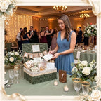 Gerrii Wedding Party Decoration 12 x 9.4 x 5.3 in Large Wicker Storage Basket with Lid Wedding Card Box and Card Banner Set Money Envelope Box Gift for Baby Shower Favor Supplies(Sage Green) - Image 2