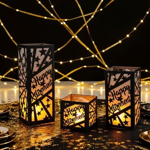 Rossesay 12 Pcs Retirement Lantern Centerpiece for Black and Gold Party - Image 3