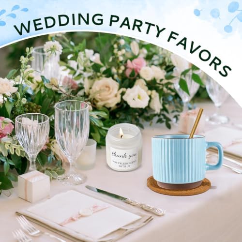 Baby Shower Prizes for Game Winners Baby Shower Games Prizes Ceramic Mugs with Metal Spoons Woven Coasters Notebooks Scented Candles Gift Bags Wedding Bridal Shower Favors for Guests (8, Blue) - Image 6
