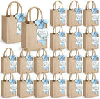 20 Sets Burlap Tote Gift Bags with Handles Jute Bags, Blue by GliCraft