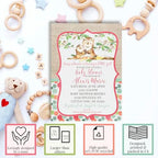 Amanda Creation Pink Watercolor Owl Baby Shower Invitations for Girls, Baby Shower Invitations with Owls, 20 Personalized 5x7 Double-Sided Cards with White Envelopes, Made in USA - Image 2